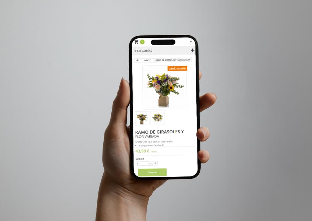 Diseño responsive de ficha de producto en Prestashop para floristería online